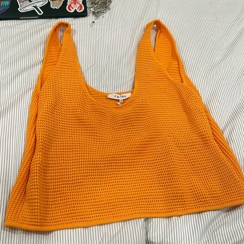 Frame crochet tank top in orange NWOT